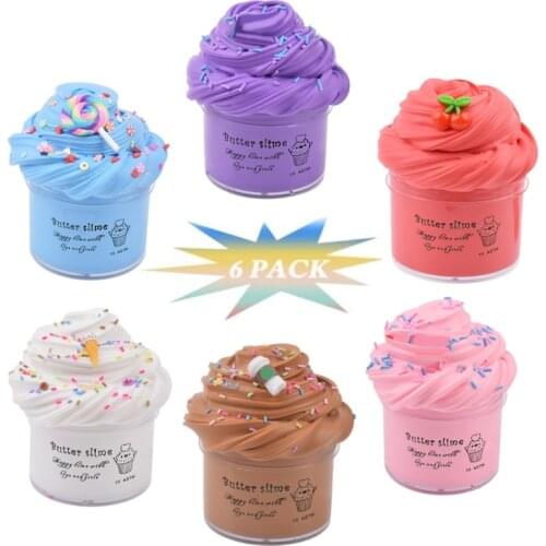 6Pc Butter Slime with Candy Slime Watermelon Slime and Pineapple Slime Soft Gift M76C