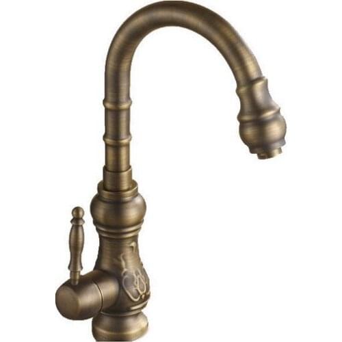 Antique Brass Swivel Bathroom Basin Faucet Single Handle Sink Mixer Tap zsf001