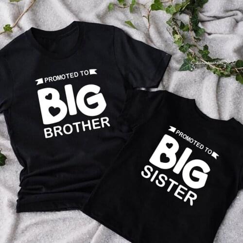 2022 Baby Announcement Toddler Shirt Promoted To Big Brother Sister Printed Sibling Tshirts Summer Short Sleeve Kids T-shirts