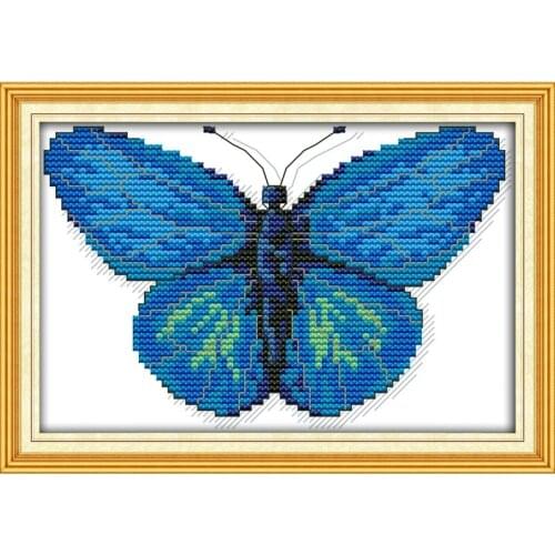 Everlasting Love The Blue Butterfly Chinese Cross Stitch Kits Ecological Cotton Stamped 11CT DIY New Year Decorations For Home