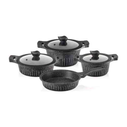 Falez hyper granit coating Touch Plus stylish 7 Piece Set black&grey color