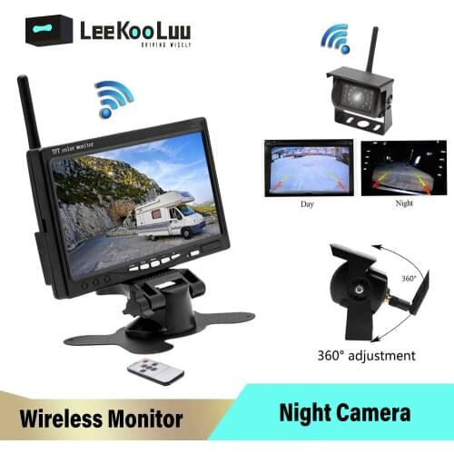 LeeKooLuu Wireless Vehicle Backup Cameras Parking Assistance Night Vision Waterproof Rear View Camera + 7" Monitor for RV Truck