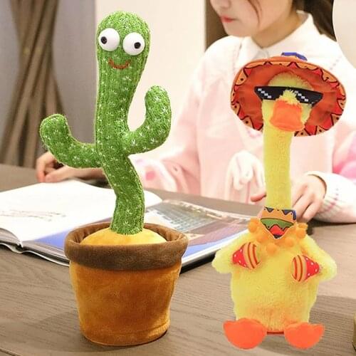 Kawaii Dancing Duck Cactus Electronic Plush Toys Twisting Singing Talking Funny Music luminescent Gifts Kids Education Toys