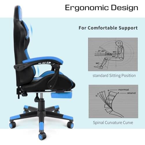 Ergonomic Gaming Chair Massage Office Chair Racing Executive PU Leather Computer Chair with Lumbar Support Headrest Desk