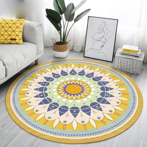 Pastoral Style Round Sunflower Sun Flower Rug Living Room Bedroom Bedside Dining Table Coffee Swivel Mat Rugs tapis floor mat
