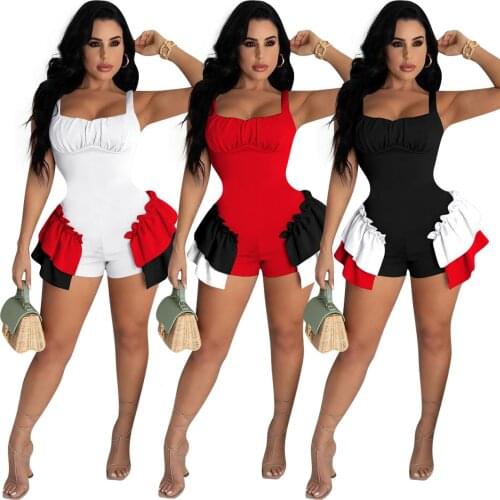 Summer Sexy Women Spaghetti Strap Square neck Striped Playsuit Jumpsuit Romper Casual Female Skinny Sleeveless Jumpsuits Clothes