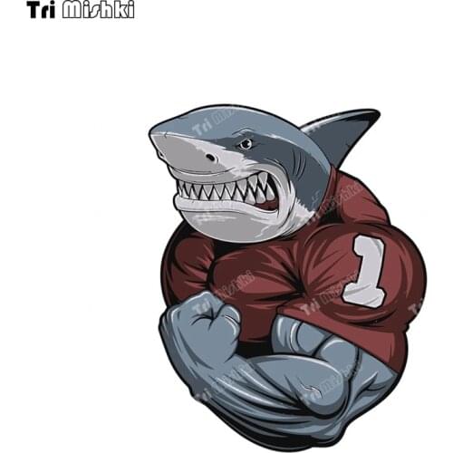 Tri mishki WCS1010 Shark muscle Car Sticker PVC Colorful Decals Accessories Sticker on Car Body Rear Window Bumper Sticker