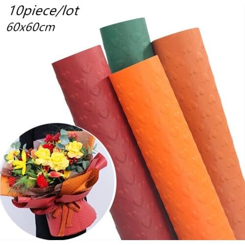 New 3D Heart Embossing Flower Wrapping Paper Kraft 60*60cm Florist Shop Gift Packing Material
