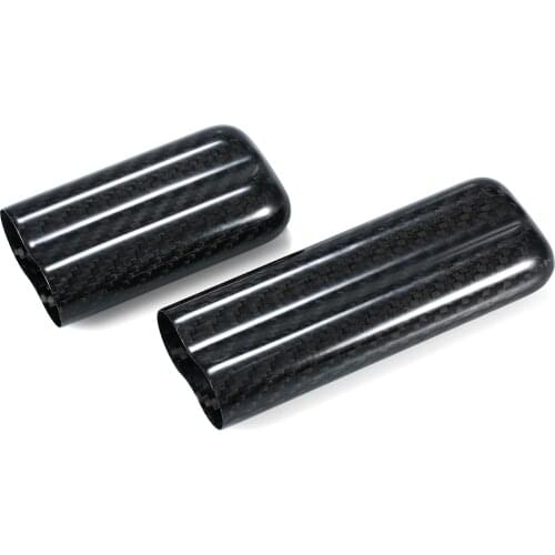 Portable Black Carbon Fiber 2-Cigar Case Cigar Storage Tube Holder Travel Cigar Humidor for up to 57 Ring Gauge Cigars