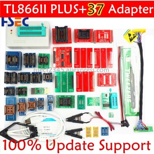 Original TL866II Plus Universal Minipro Bios Programmer+ 37 Items With NAND Adapters TL866 PIC Bios High Speed USB Programmer
