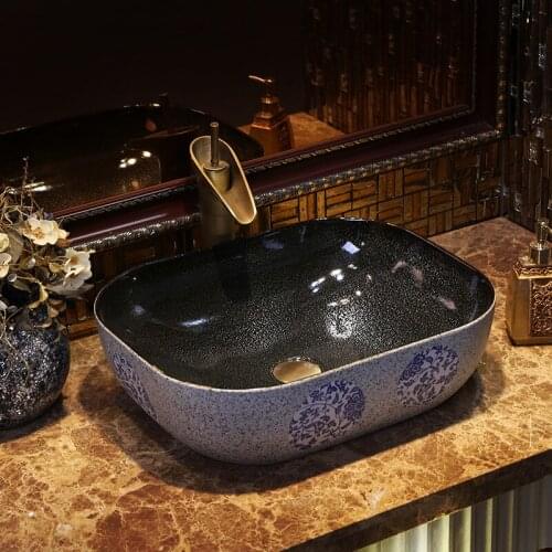 Rectangular Art wash basin Ceramic Counter Top Wash Basin Bathroom Sinks porcelain sink