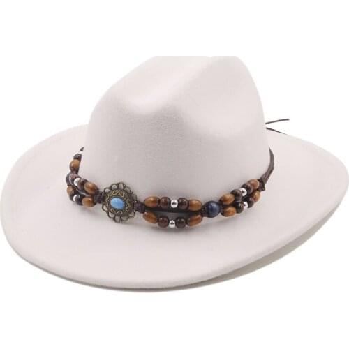 Simple Nation Style Women Fashion British Jaaz Lager Brim Fedora Hat Autumn And Winter Cap Vintage Panama Cowboy Fedora Hat