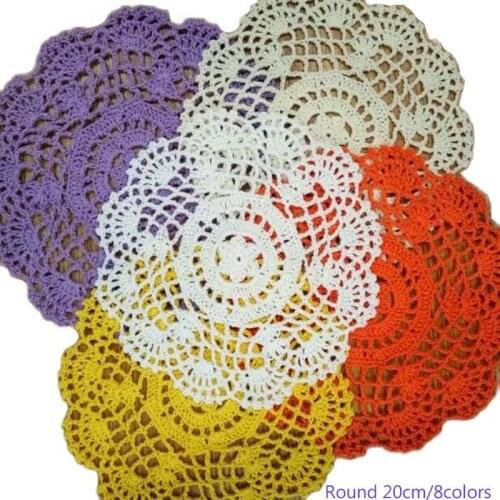 Modern lace cotton table place mat pad Cloth crochet round placemat cup mug wedding tea coffee coaster dining doily kitchen