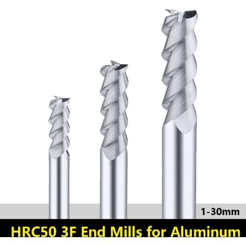 BEYOND Tungsten Steel 3 Flute End Mills Aluminum HRC50 CNC Solid Carbide Milling Cutter Straight Shank Endmill 1mm 2mm 20mm