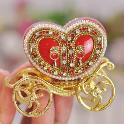 Pearl Carriage Heart Shaped Natural Eggshell Carving Jewelry Box Wedding Special Birthday Gift Creative Girl Friend Easter Egg