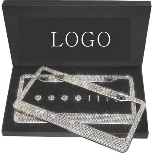 1Pcs Bling Handcrafted Rhinestone Crystal Premium Stainless Steel Number Bling License Cover Holder Plate Frame