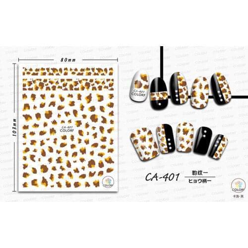 10PCS CA401-436 Leopard print chinese style watercolor nail art sticker