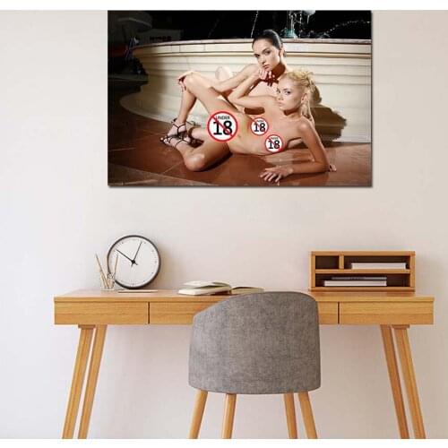 2 Sexy Girls Beautiful Model Photo Wall Art Posters HD Modern Canvas Paintings Wall Pictures for Living Room Decor