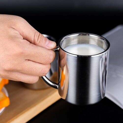 200ML Double Layer Insulated Thick 304 Stainless Steel Cup with Handle Office Tea Cup Students Kindergarten CHILDRENS Cups