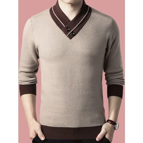 2020 new mens fall/winter V-neck sweater, young and middle-aged long-sleeved sweater trendy plus size mens clothing