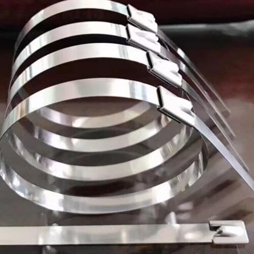 25pcs 7.9x1000/1100/1200/1300/1400/1700mm Stainless Steel natural Cable Ties Locking Metal Zip-Exhaust Wrap Multi-Purpose