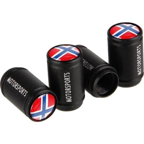 4pcs/lot Norway Flag Car Tire Wheel Valve Caps For Renault Seat Skoda Toyota Maserati VW Tyre Air Valve Dust Caps Accessories