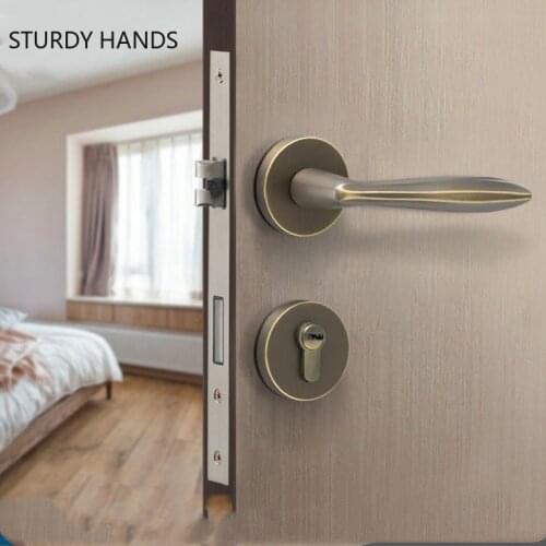 European Style Mute Room Door Lock Handle Fashion Interior Door Knobs Lock Luxurious Anti-Theft Gate Lock Furniture Hardware