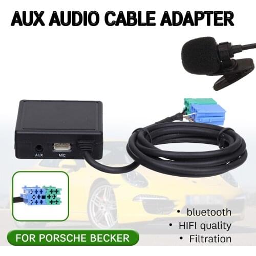 Bluetooth Aux Receiver Cable with USB,microphone Hands-free Aux Adapter For Porsche Becker Mexico Traffic Pro DTM