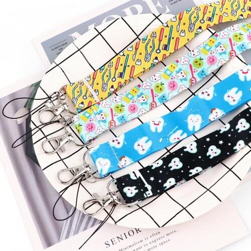 BG1310 Tooth Care Dentist Lanyard Keychain Lanyards for Keys Badge ID Mobile Phone Rope Neck Straps Accessories Gifts