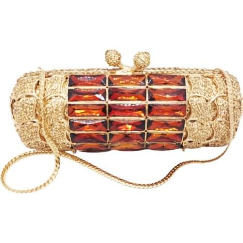 Chaliwini Luxury Gold Sequined Diamond Hollow Out Women Evening Clutch Purses Chain Wedding bag Phone Pocket Party Day Handbags