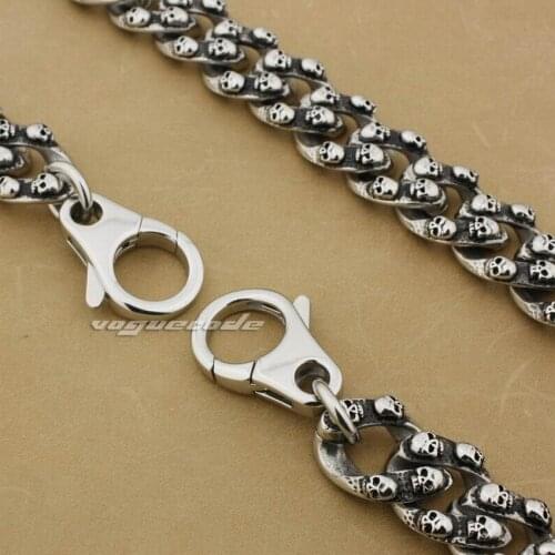 Length 16" ~ 36" Huge Heavy 316L Stainless Steel Skulls Mens Biker Rocker Punk Wallet Chain 5Q012WC