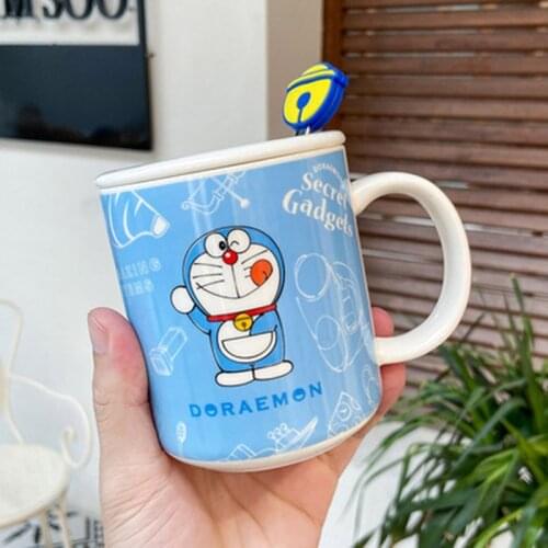 1Pcs 400mL Cute Cat Coffee Mug with Lid and Spoon Creative 9 Styles Cartoon Milk Tea Juice Water Ceramic Cups Gifts for Children