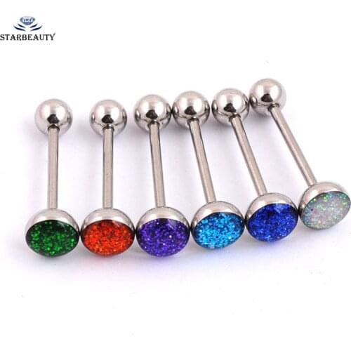 Oil Drop 1pc fashion Shinning tongue ring stud stainless steel man woman fashion jewelry silver Color tongue piercing jewelry