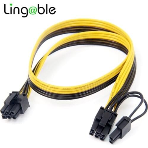 Lingable PCI-E Cable PCIE PCI-Express 6P Male to 8Pin (6+2) Male Graphics Video Card Power Cabo 50CM BTC Extension Miner Mining