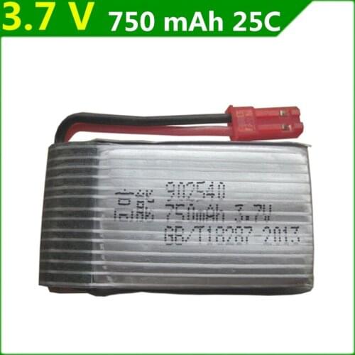 3.7V 750mAh lipo battery for UAV quadcopter MJX X400 X300C X800 RC aircraft HJ818 HJ819 902540 JST Plug