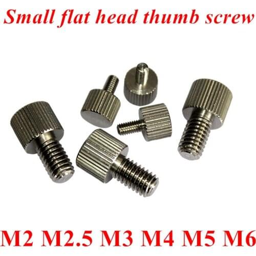 M2 M2.5 M3 M4 M5 M6 Small Flat Head Thumb Screw Stainless steel Straight Knurled Manual Adjustment Hand Screws