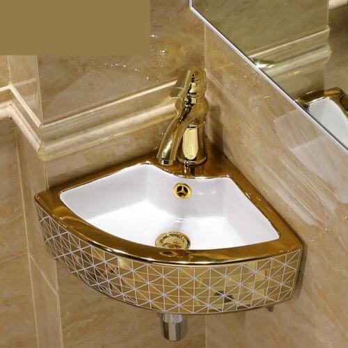 Mini Triangle ceramic wash basin Corner Wall Hung Washbasin Balcony Toilet Simple Sink bathroom sinks ceramic wash basin mosaic