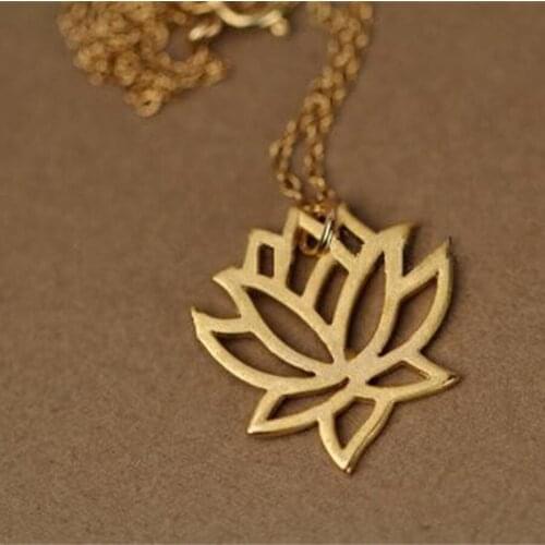 10 PCS- big fashion Gold-color necklace pure lotus pendant necklace Flower necklace gift for women wholesale