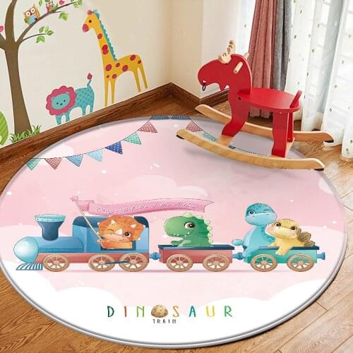 Fashion Interest Cute Animal Pattern Children Flannel Round Plus Soft Carpet Baby Hand Play Mat Carpet Baby Rug Children Print