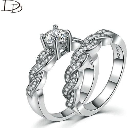 DODO 2 Pcs Couple Ring Set For Women Men Classic Rattan Rings AAA Zircon Anel For Lover Statement Jewelry Amativeness Gift Dd127