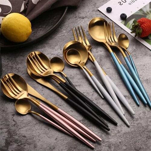 Nordic 304 Stainless Steel Cutlery Set Steak Knife Fork Creative Coffee Spoon Teaspoon Flatware Tableware Kitchen Dinnerware