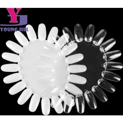 False Nail Tips Display Nail Art Acrylic Practice Wheel Board Milky White and Clear DIY Nail Tools Oval Fake Nail Art Tool Set