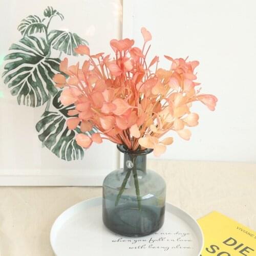 Autumn Ginkgo Branch Pink Artificial Flowers Fake Plants Tree Leaves Leaf Home Garden Decor New products Free Shipping