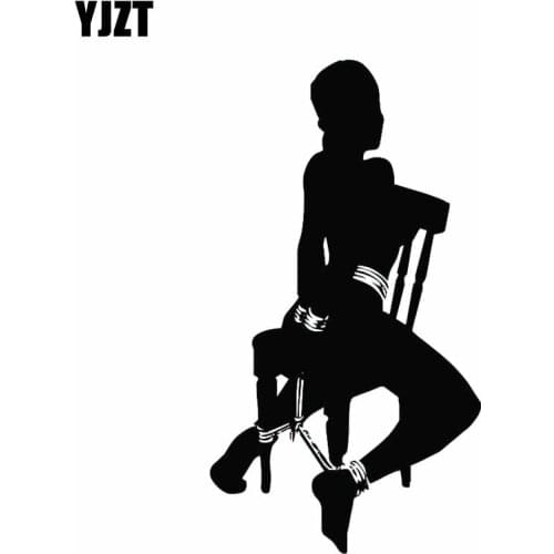 YJZT 9.2*16.7CM Binding Sexy Provocatively Girl Black/Silver Vinyl Decals Covering The Body Fashion Style Car Sticker C20-0370