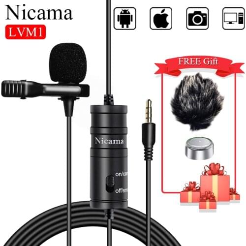 Mini Lavalier Microphone, Nicama LVM1 6m Cable Condenser Lapel Clip-On Mic for Canon Nikon Sony DSLR Camera PC Phone Camcorders
