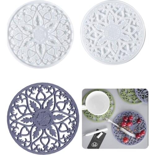Flower Pattern Placemat Epoxy Resin Mold Coaster Casting Silicone Mould DIY Crafts Cup Mat Home Decoration Making Tool