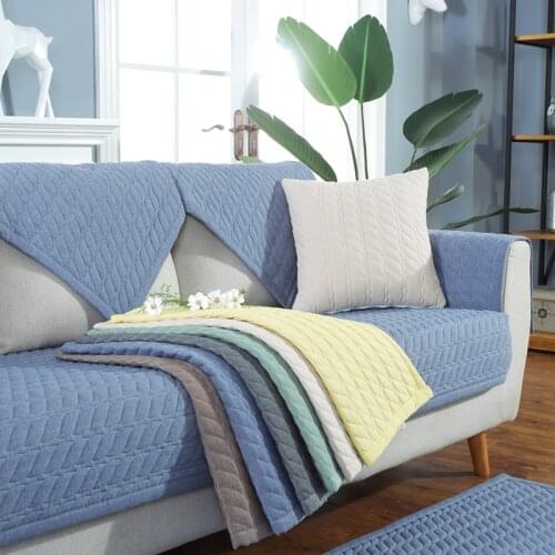 New Solid color Sofa cushion fabric non-slip four seasons universal pad leather non-slip sofa cover all-inclusive scarf Nordic