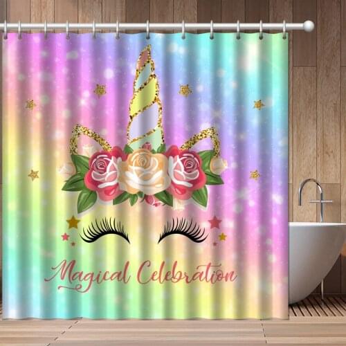 Custom Unicorn Shower Curtains Bathroom Curtain Frabic Waterproof Polyester Showe Curtains Bathroom Curtain With Hooks Dropship