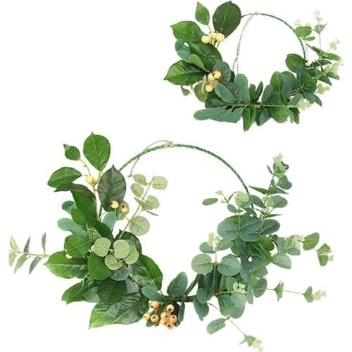 Nordic Style Simulation Eucalyptus Wreath Jewelry Wall Hanging Decoration Floral Iron Ring Photo Props