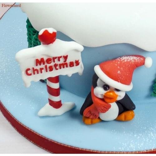 Christmas Road Signs "Merry Christmas" Silicone Mold Chocolate Cake Mould DIY Sugarcraft Decoration Tool Kitchen Baking Tools